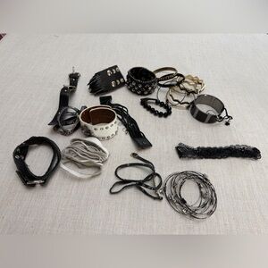 Mixed Women's Bracelet Set - Black, White, Silver, Gold